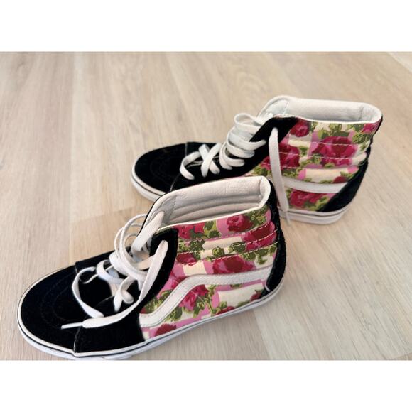 Vans Floral High Top Skate Shoes | Black & Pink Roses | UA 6 - Picture 4 of 8